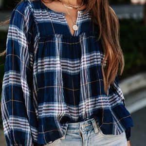 Love Stitch Plaid Top